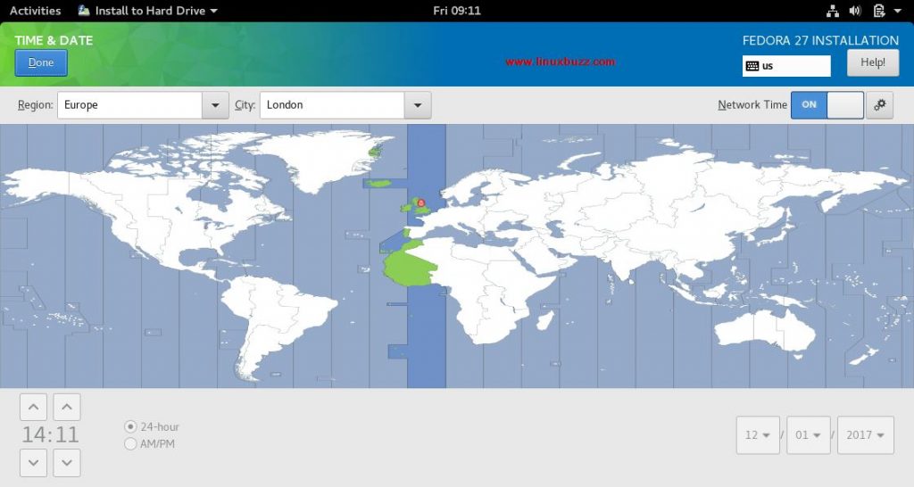 TimeZone-Fedora27-Installation