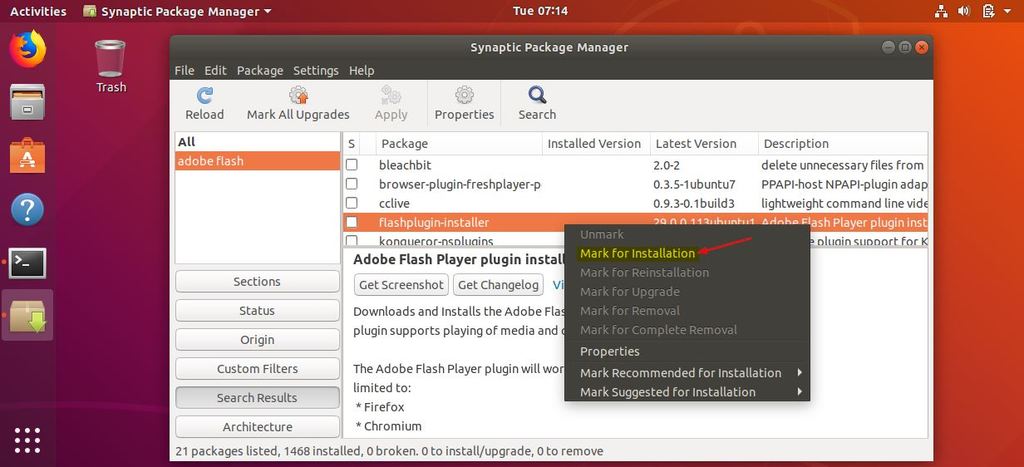synaptic-adobe-flash-ubuntu18