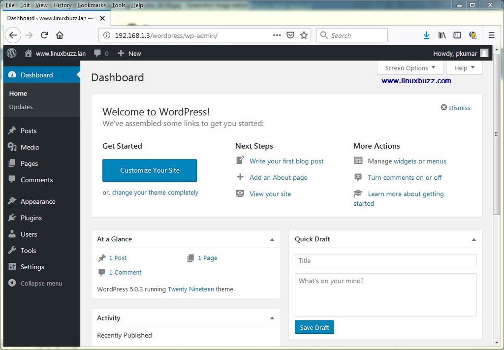 Dashboard-WordPress-Ubuntu18-04