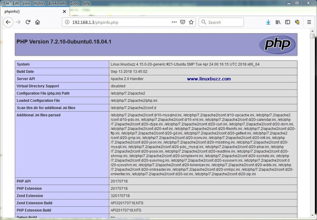 Ubuntu-18-04-phpinfo