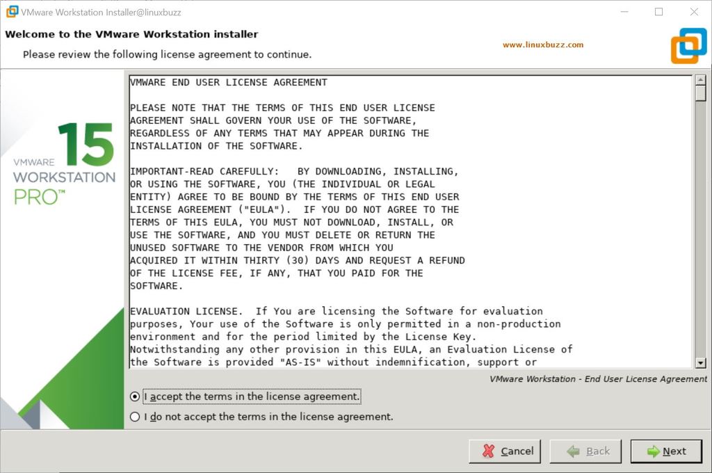 Accept-License-Agreement-VMware-WorkStation-15-Linux