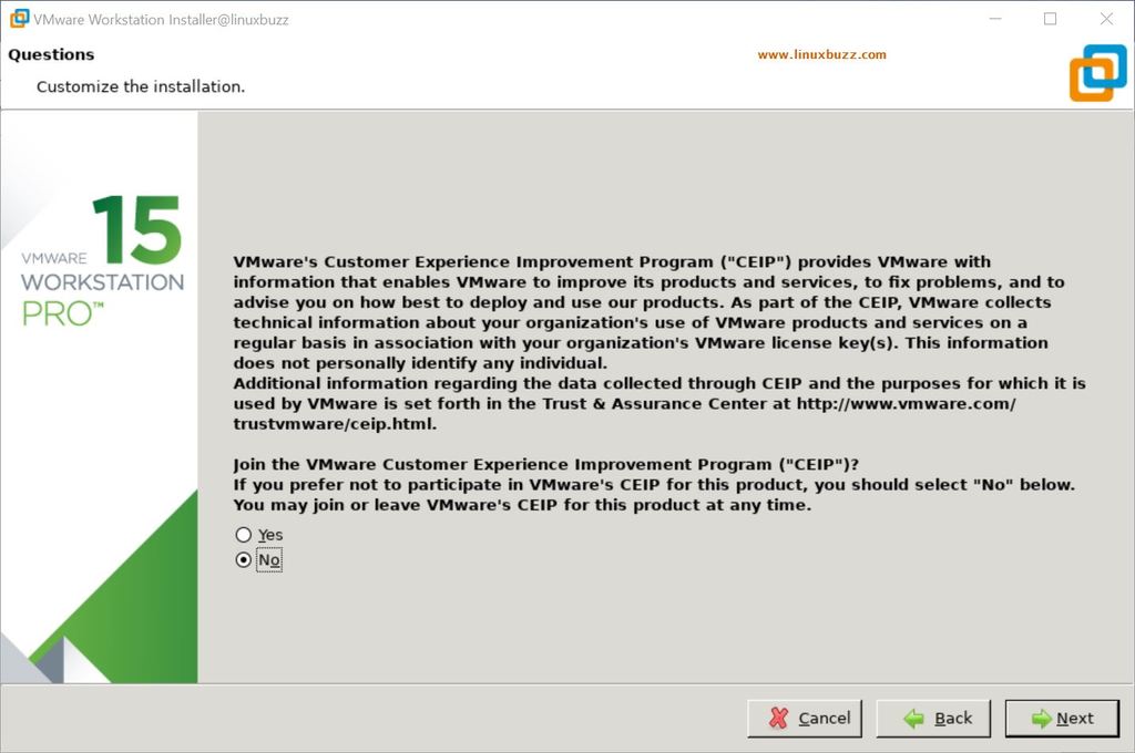 CEIP-Experience-VMware-WorkStation-Linux-Desktop