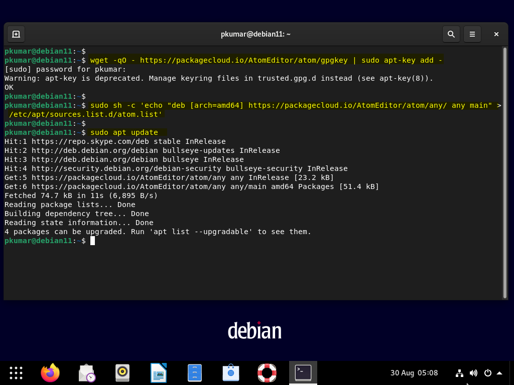 Atom-Package-Repository-Debian11