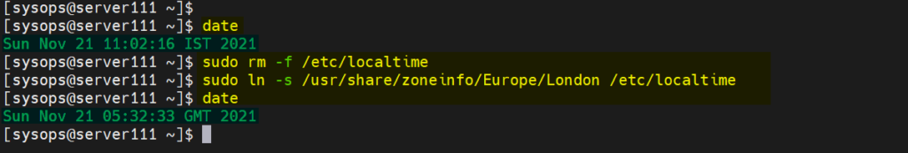 Change Time zone in Linux using File