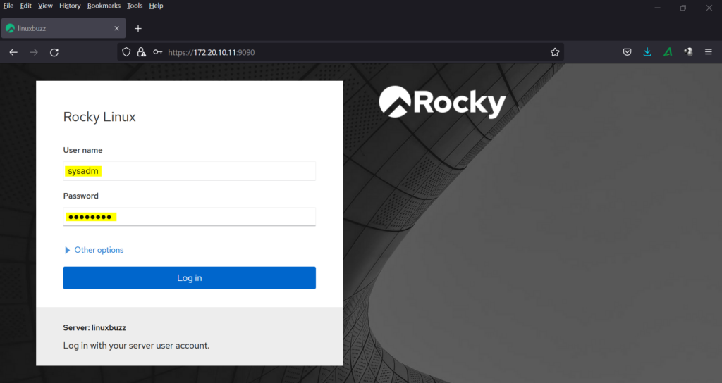 Login-Screen-Cockpit-WebConsole-Rocky-Linux