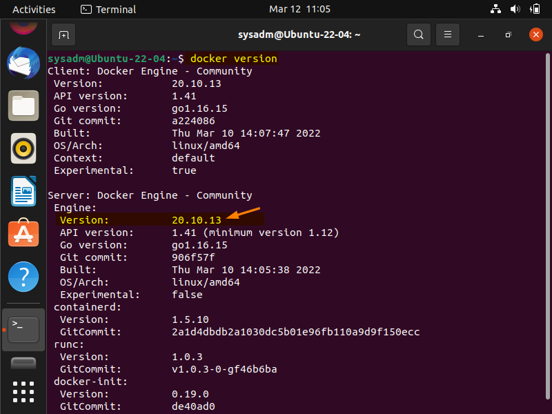 Docker-Version-Output-Ubuntu-22