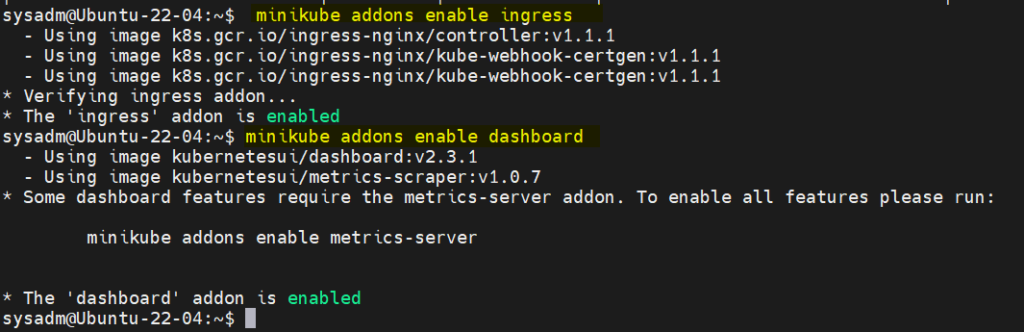 Enable-addons-Minikube-Ubuntu