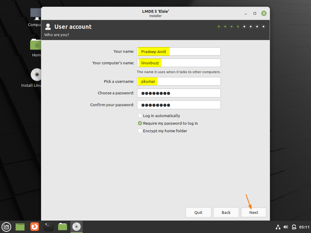 User-Account-Hostname-LDME5-Installation