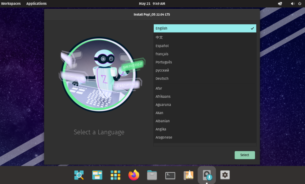 Language-Selection-PoP-OS-Installation