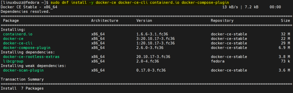 Install-Docker-Packages-Fedora-DNF-Command