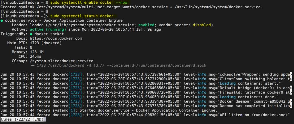 Start-Enable-Docker-Fedora-Linux