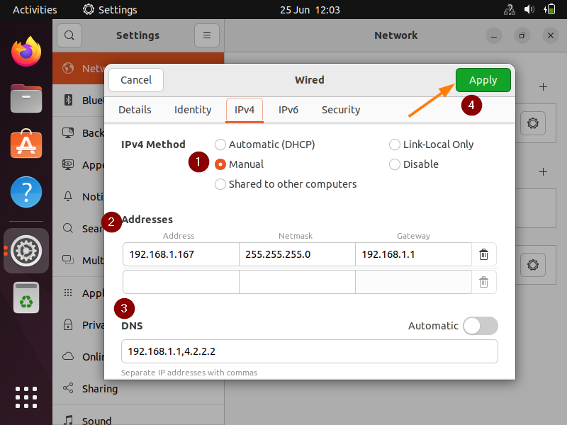 assign static ip in ubuntu server
