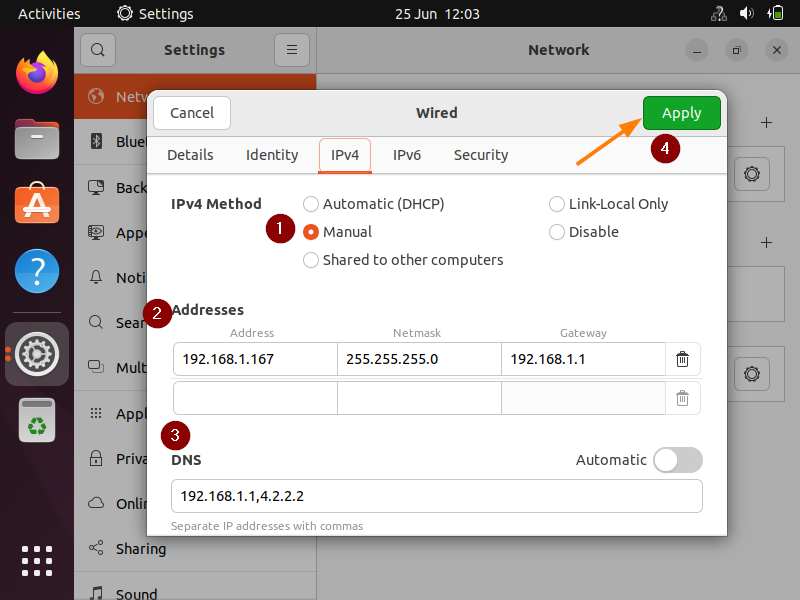 static ip assign in ubuntu server