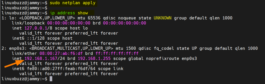 netplan-apply-ip-address-show-ubuntu