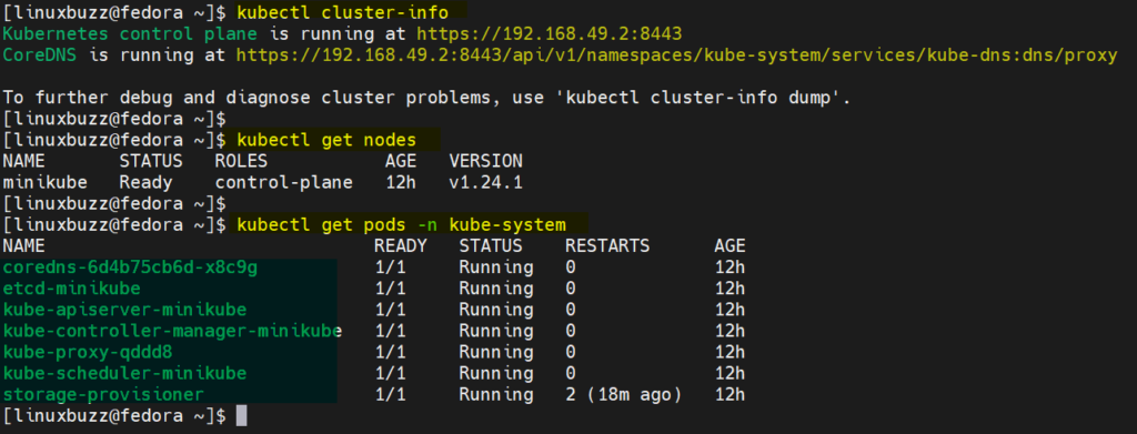 Kubernetes-Cluster-Info-Fedora-Linux