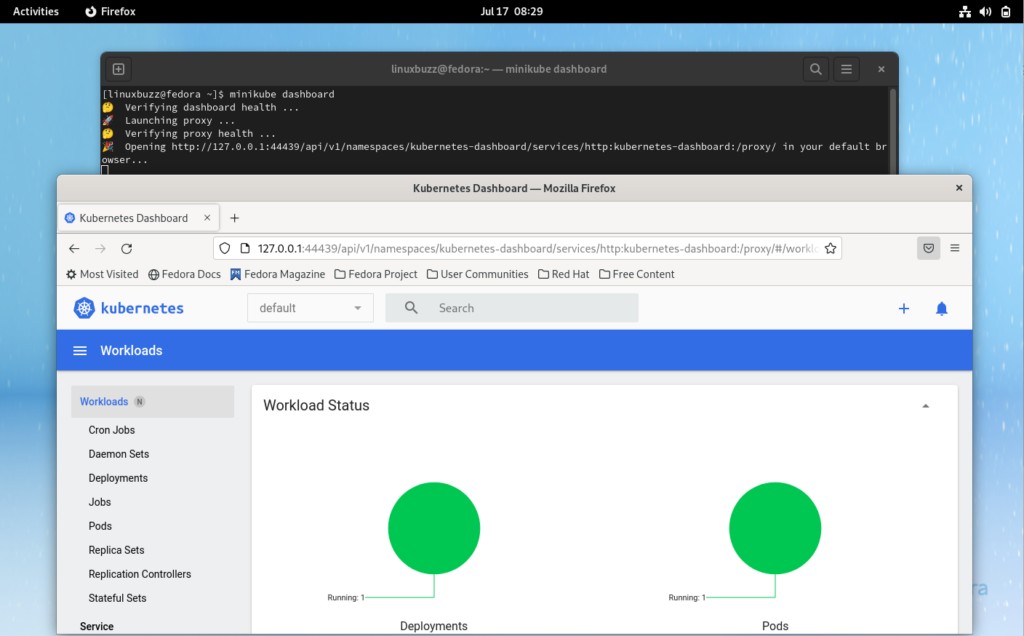 Kubernetes-Dashbaord-Minikube-Fedora-Linux