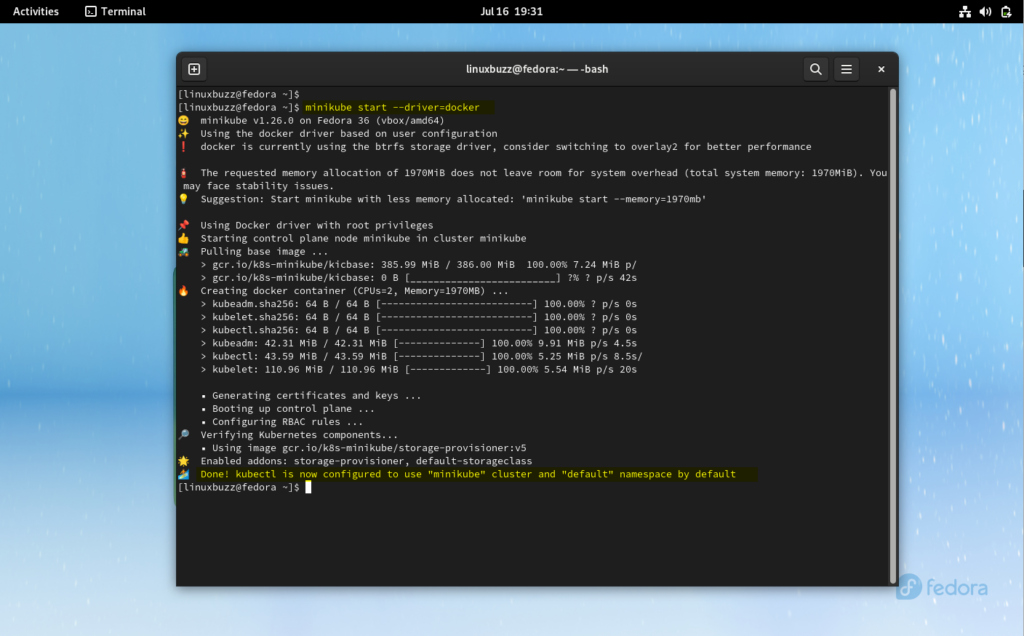 Start-Minikube-Fedora-Linux