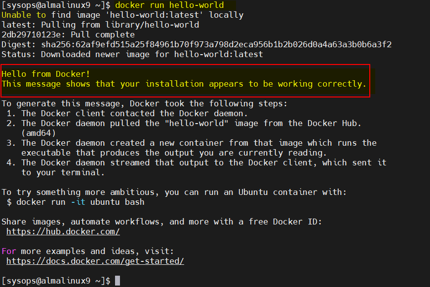 Hello-World-Docker-Container-AlmaLinux9