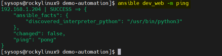 Ping-Pong-Test-Ansible-Rocky-Linux
