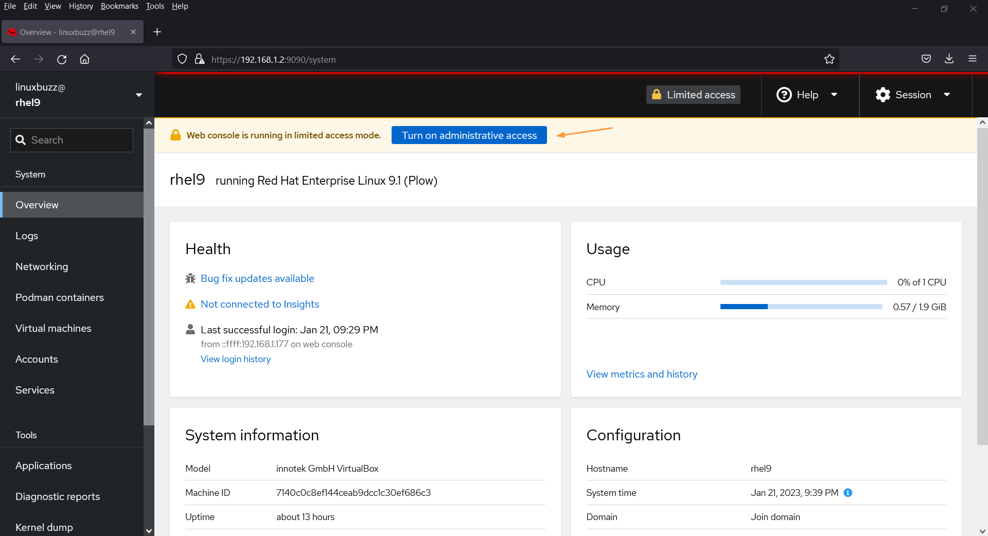 Cockpit-WebConsole-Dashboard-RHEL9