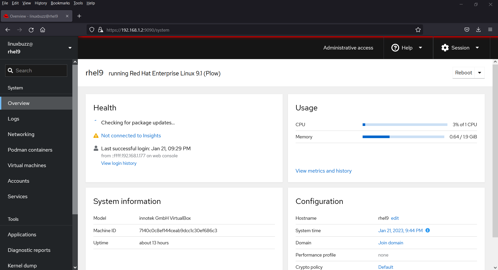 RHEL9-Cockpit-WebConsole-GUI