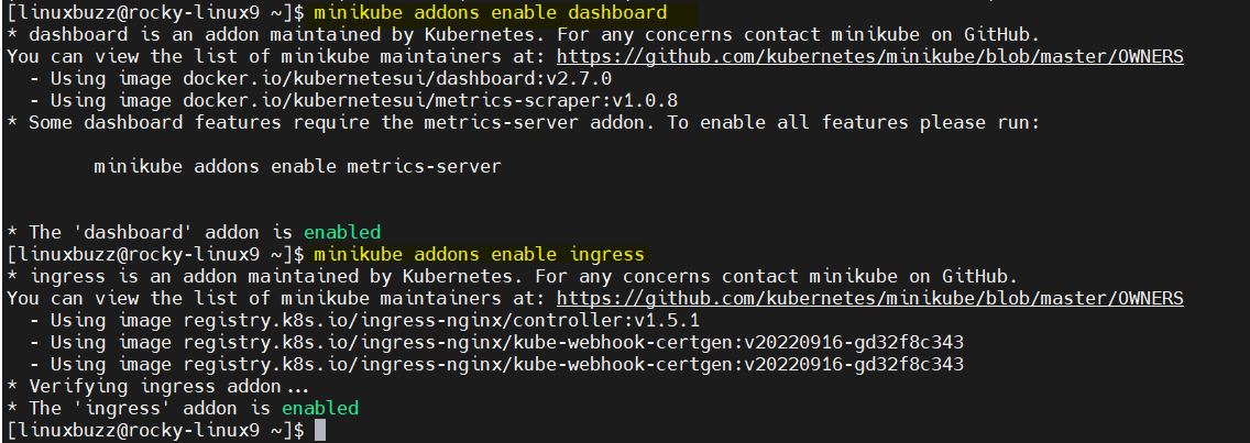 Enable-Minikube-addons-Rocky-Linux9