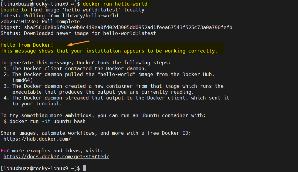 docker-run-hello-world-rocky-linux9