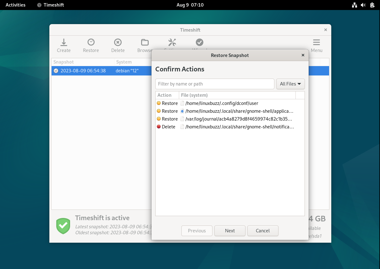 Confirm Actions Timeshift Restoring Debian Confirm-Actions-Timeshift-Restoring-Debian