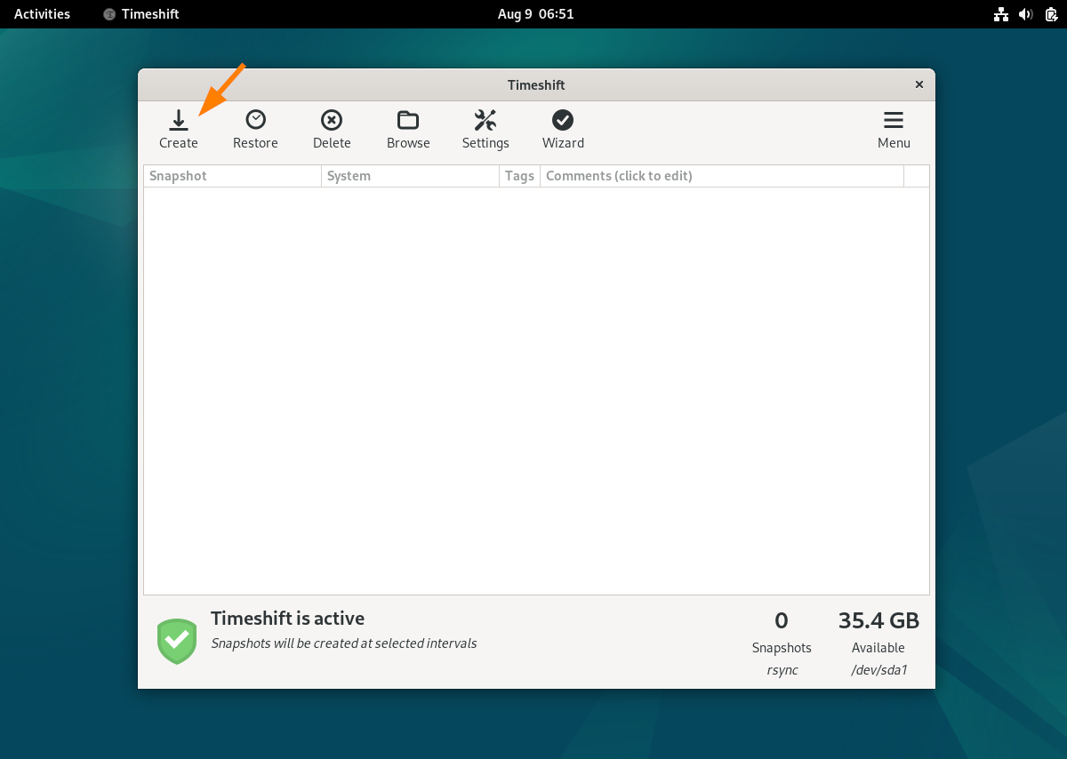 Create Option timeshift Debian12 Create-Option-timeshift-Debian12