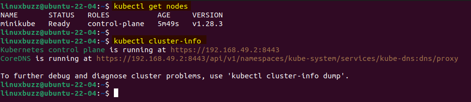 Kubectl-Cluster-Node-Info-Ubuntu-Minikube