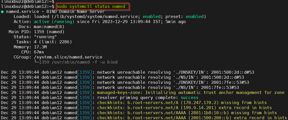 Bind-Named-Service-Status-Debian12