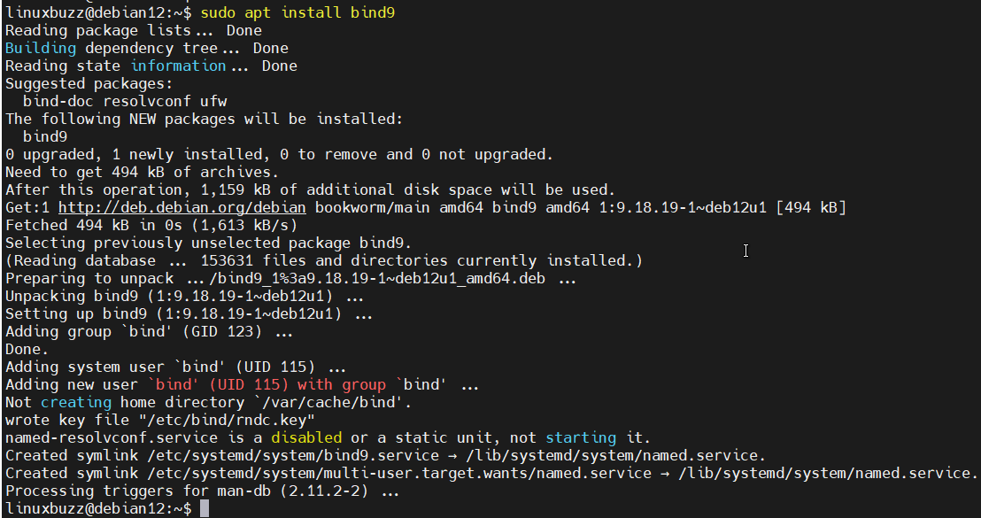 Install-Bind9-Debian12-Apt-Command