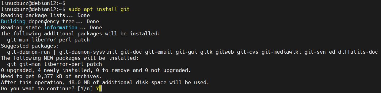 Install-Git-on-Debian12-Apt-Command