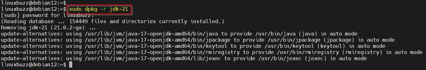 Uninstall-Java-Debian12