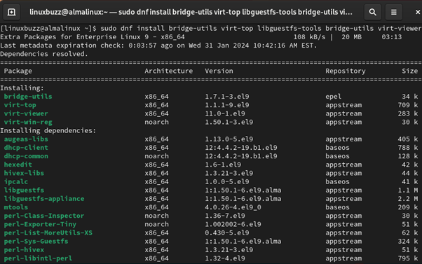 Install-bridge-utils-virt-viewer-rockylinux9