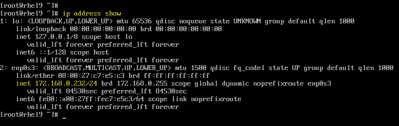 Ip-address-show-command-rhel
